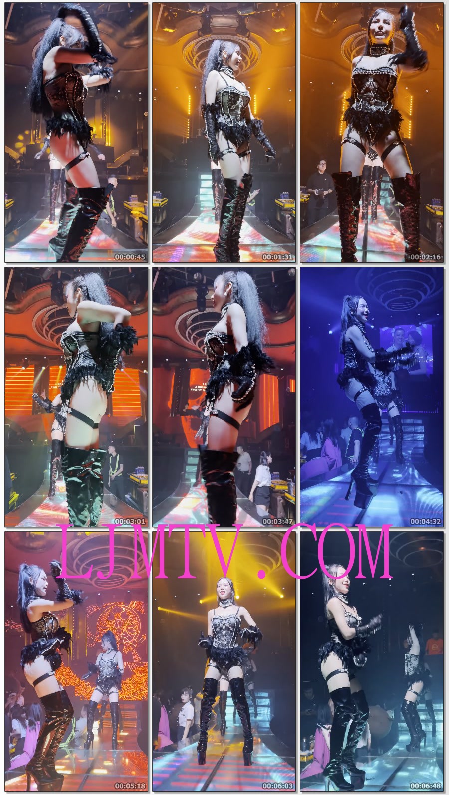 黑色蕾丝手套的吊带蕾丝演出服舞娘绑带黑色乳胶靴舞娘
