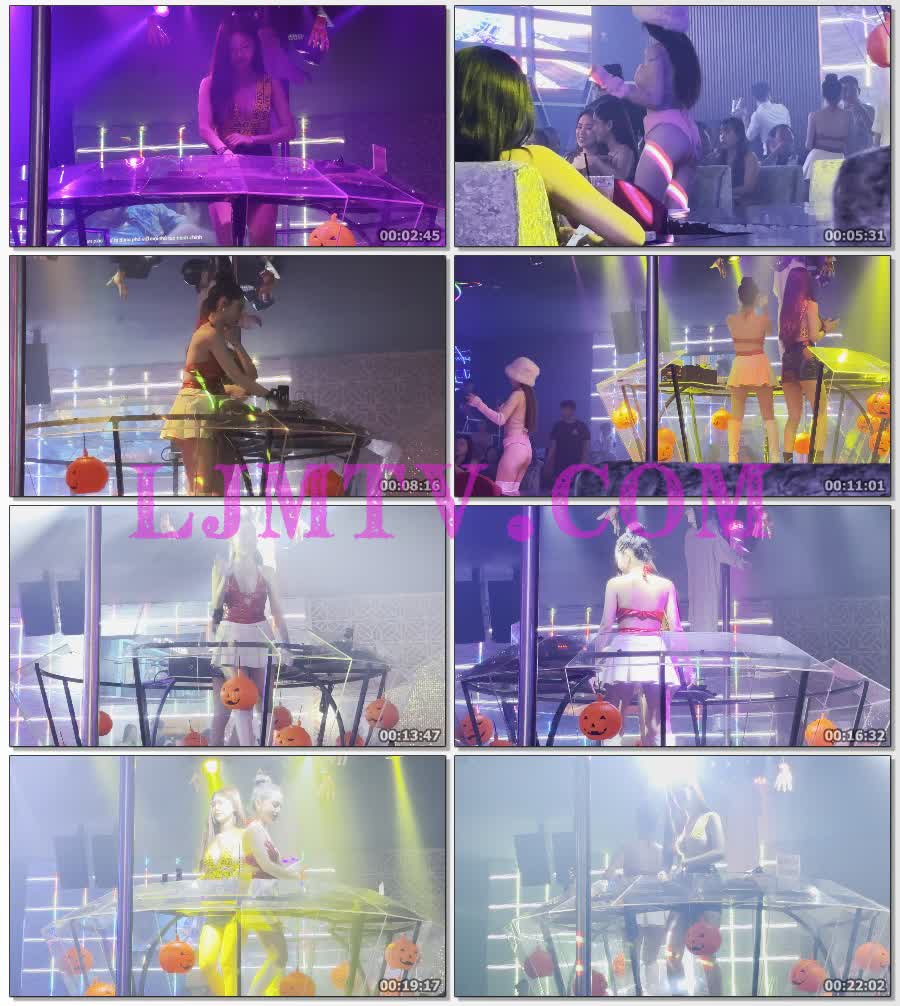 穿着大胆的绑带背心黑色超短裙女dj-4K视频