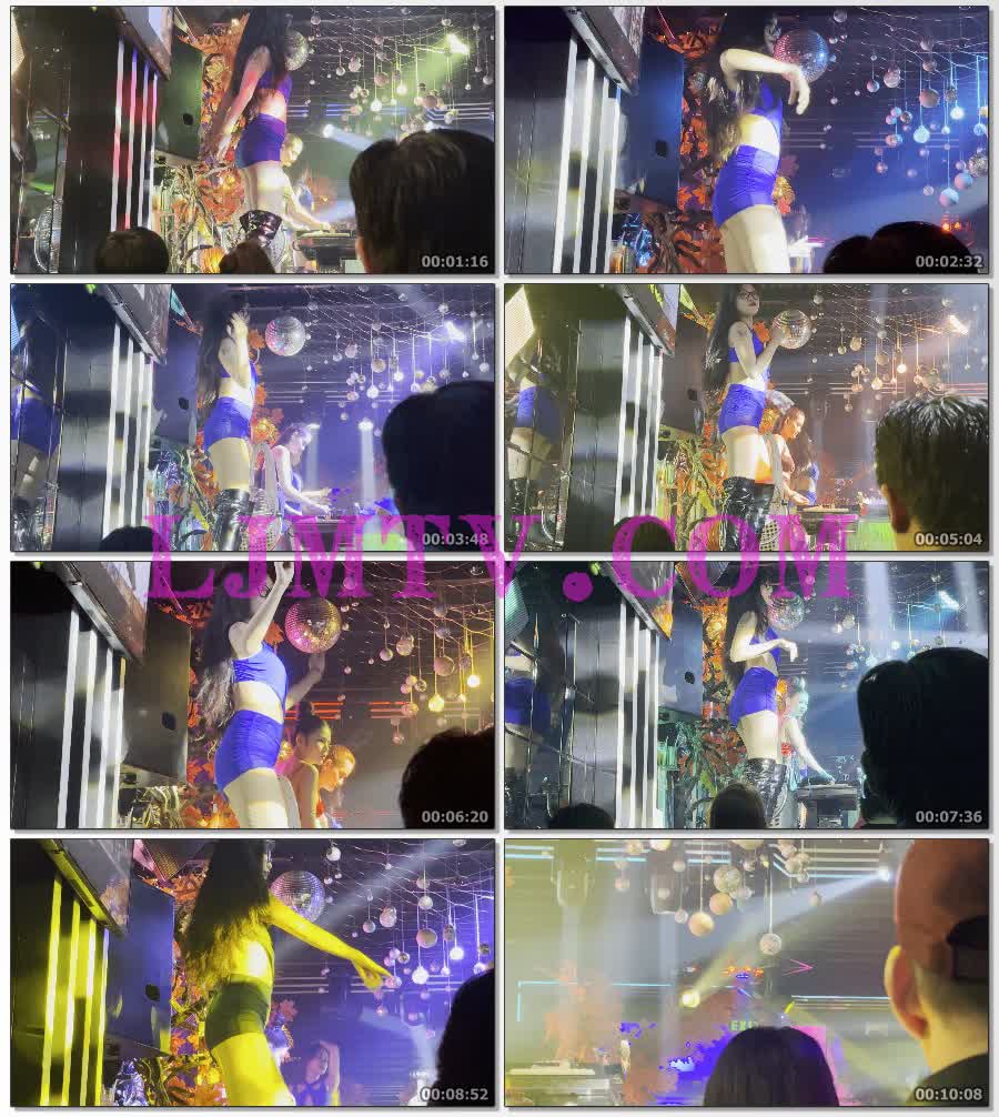 骚气十足的黑框眼镜蓝色绑带款包臀裙遮不住内裤的黑皮靴舞女-4K视频