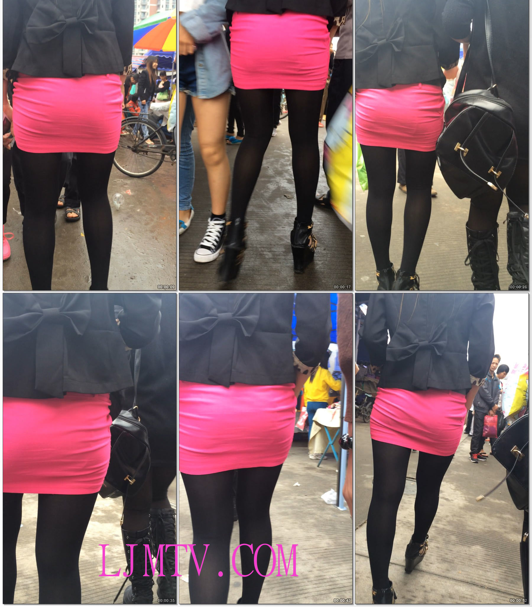 小龙大师精品街拍系列合集-红裙黑丝高跟少妇
