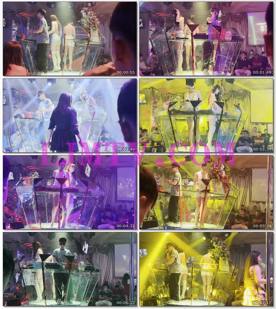 长发刘海儿穿着贴片挂脖白色漆皮过膝靴的性感女DJ-4K视频
