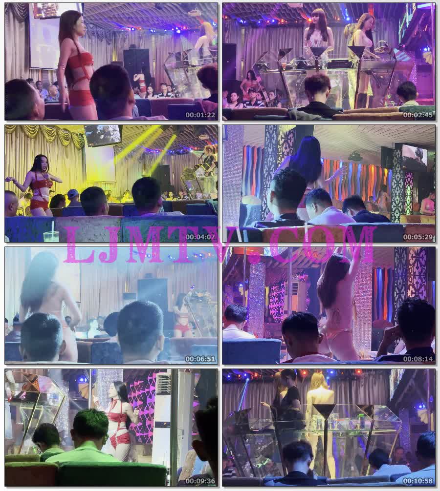 红色绑带式比基尼的女dancer人群中跳舞挣小费-4K视频