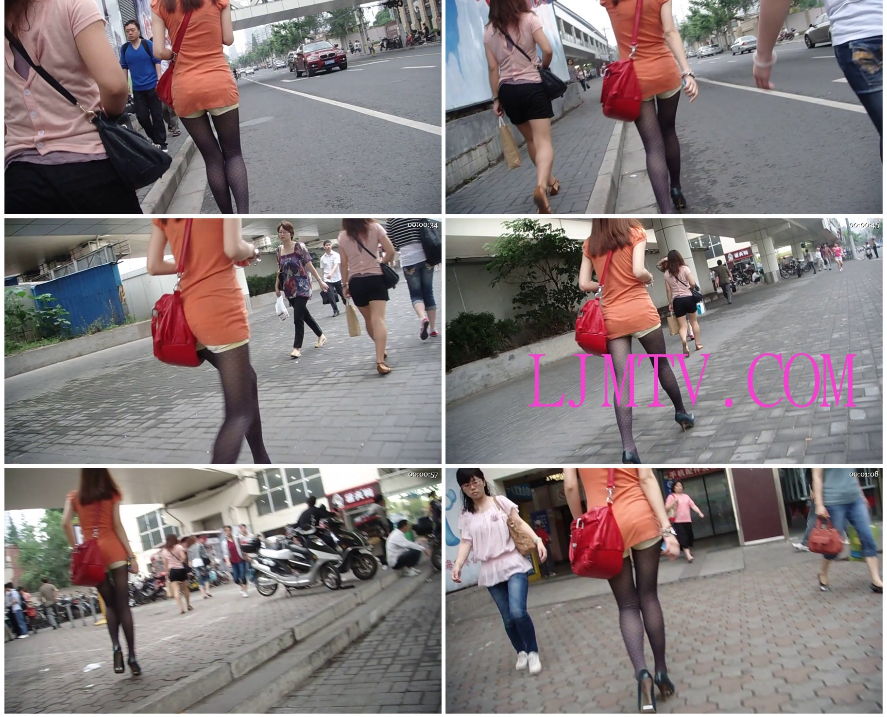街拍客极品街拍视频JPP1-JPP217-极品黄衣黑丝，腿长臀圆