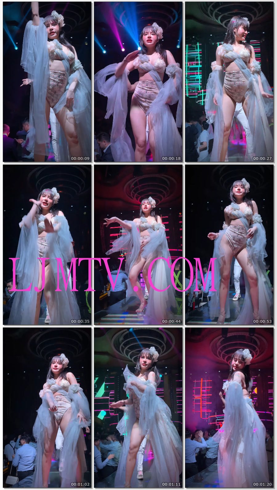 碎花吊带奶罩搭配碎花高腰裤的白纱飘飘欲仙的热舞少妇