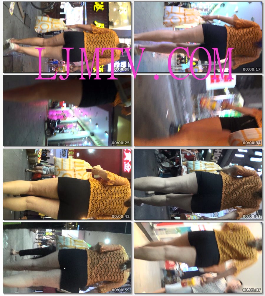 麋小鹿大师2013-2014街拍视频合集2-街拍紧身黑热裤少妇