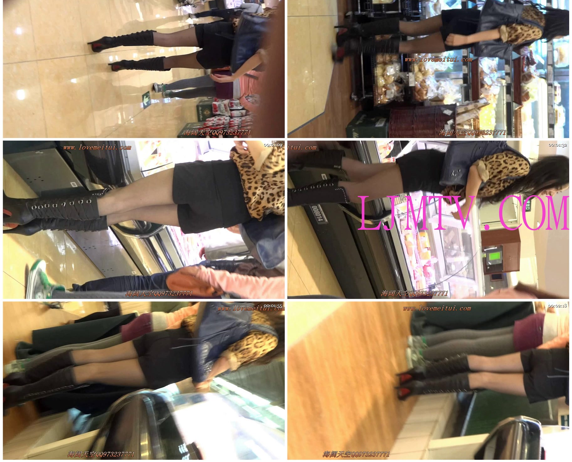 海阔天空热裤街拍视频102部合集商场长筒黑丝少妇-03