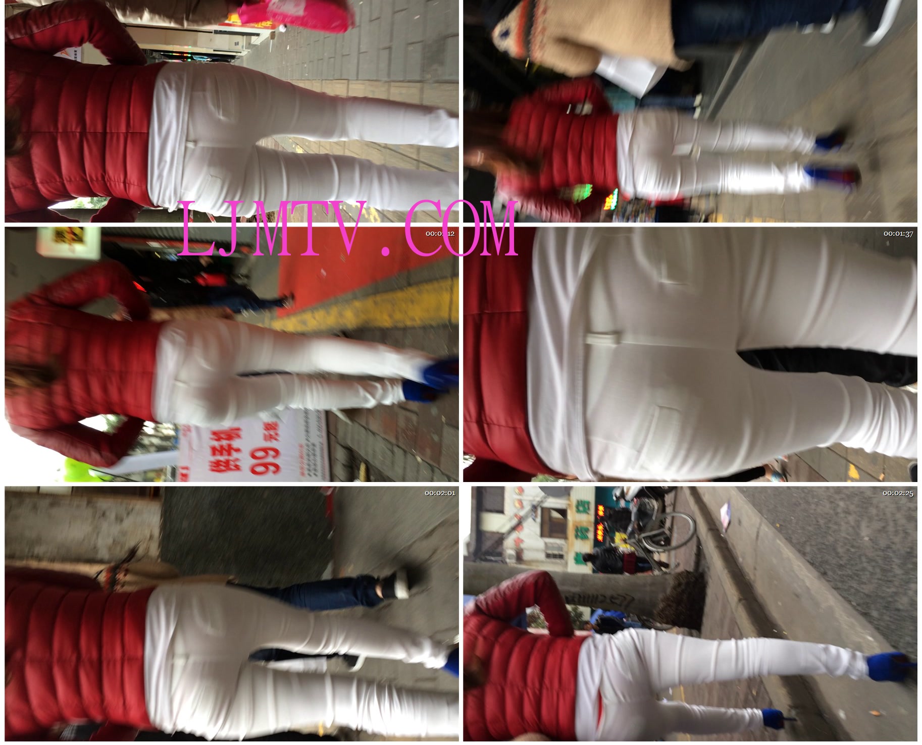 小龙大师精品街拍系列合集-街拍紧身白裤臀宽